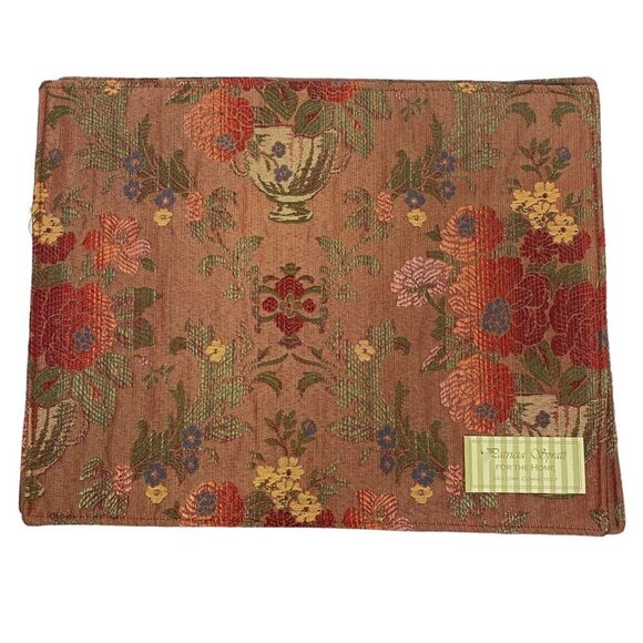 Patricia Spratt Red and Brown Floral Placemats Set of 4  Reversible NWT - Picture 1 of 8